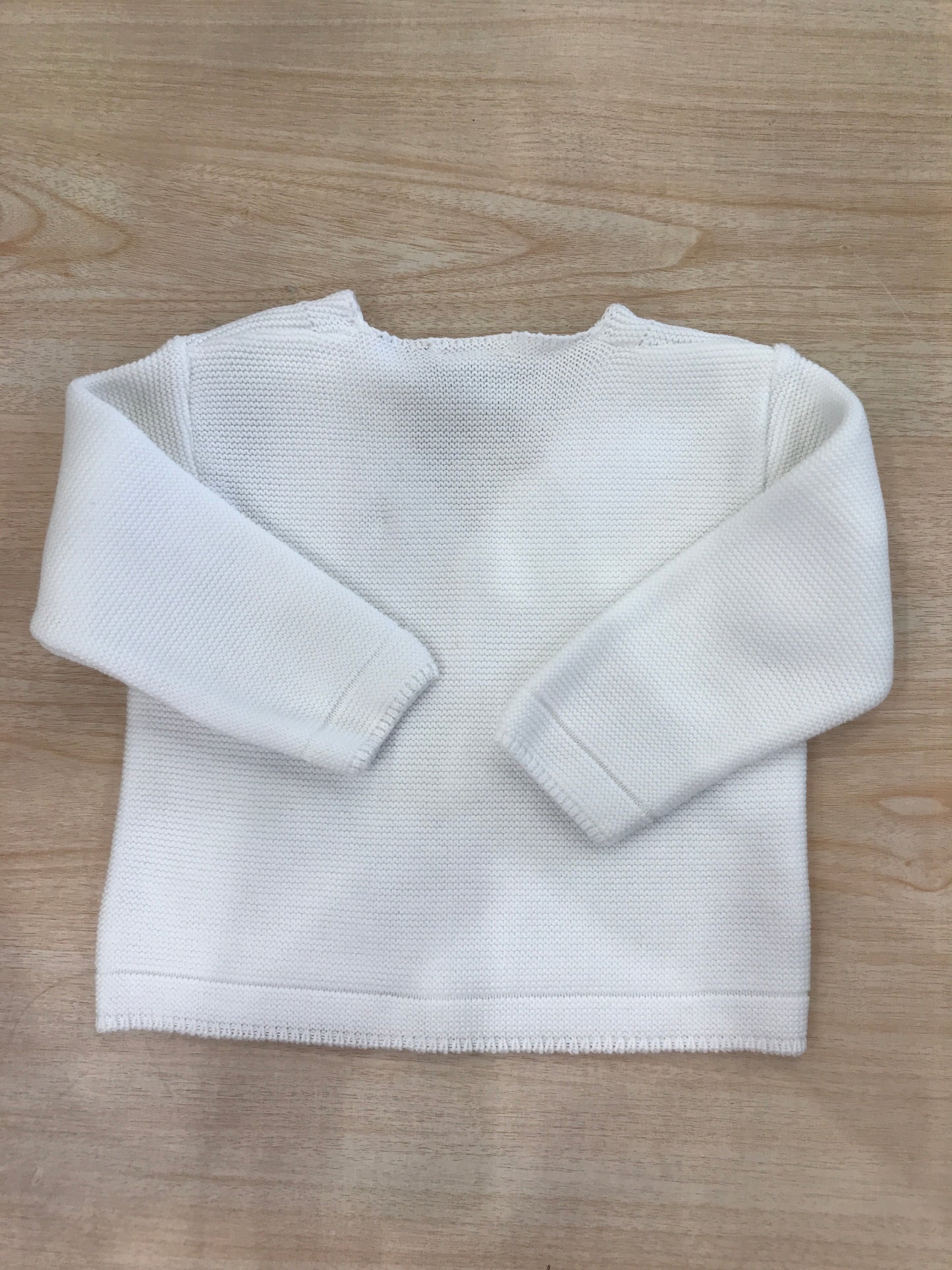 Cardigan Paz Rodriguez in filo bianco con pois in rilievo e piccoli bottoncini