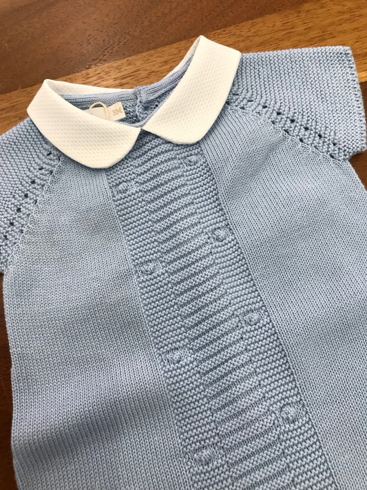 Pagliaccetto PCS in filo gamba corta mezza manica collo bianco in piquet e lavorazione sul davanti