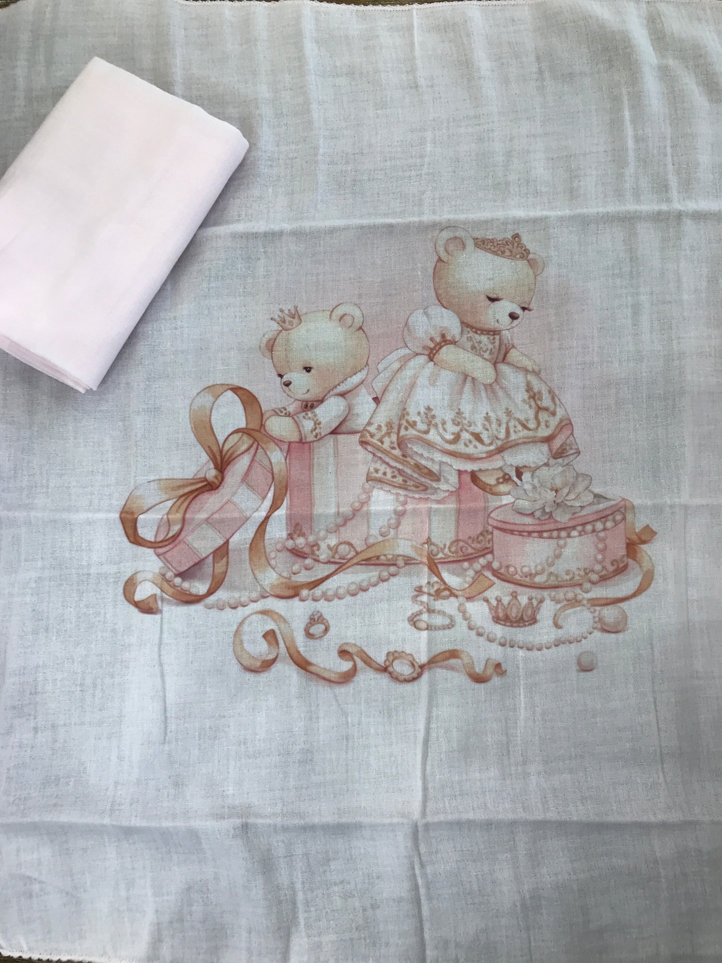 Mussole Sofija in cotone coppia una rosa basica e una con orsetti