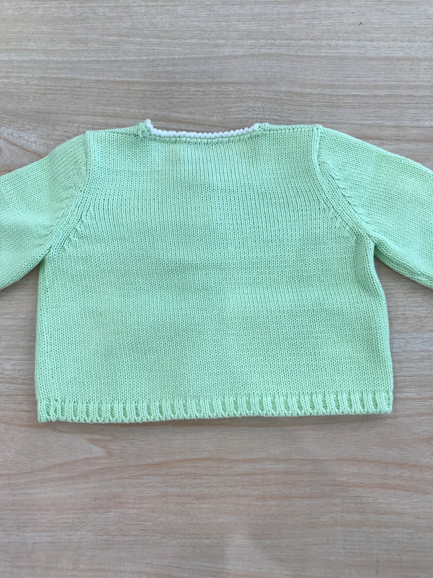Cardigan Colibrì in filo verde manica lunga con profilo bianco con bottoncini
