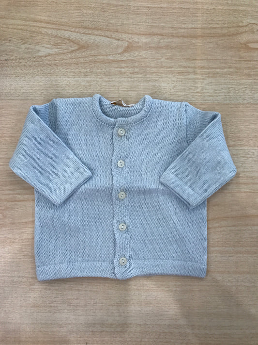 Cardigan Baby Lord in filo celeste con piccoli bottoncini