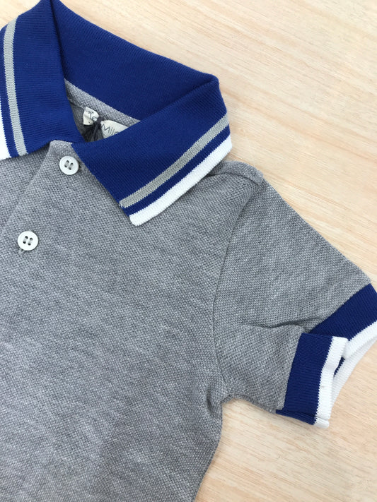 Polo Jo Milano in cotone mezza manica grigia con rifiniture bluette e bianche