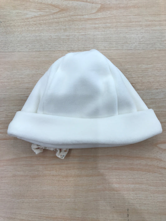 Cappello Baby Gi in ciniglia panna con fiocchetto floreale