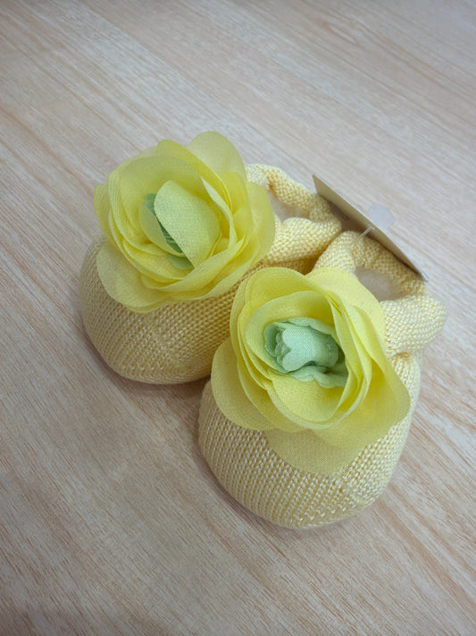 Babbucce Story Loris in filo giallo con fiore sul davanti verde e giallo