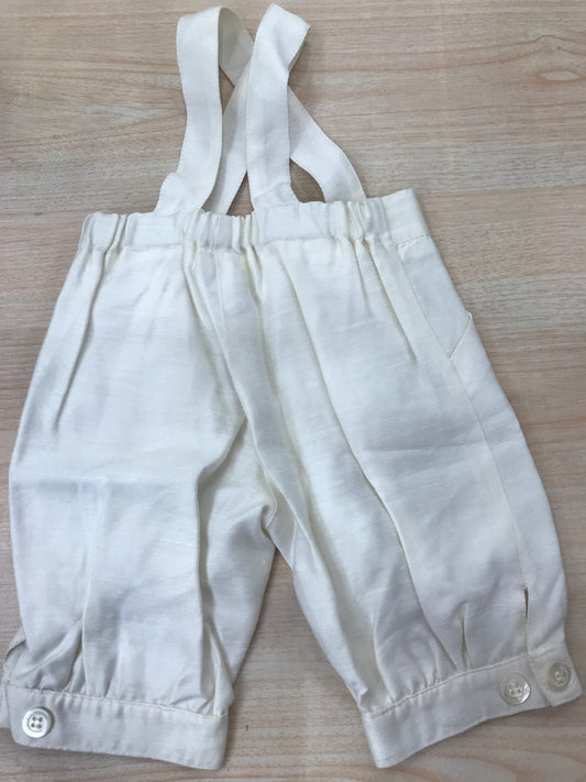 Pantalone Bebè di Almy in cotone panna sbuffo con bretelle