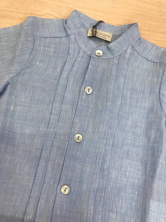 Camicia Jo Milano in lino manica lunga con bottoncini e pieghe sul davanti