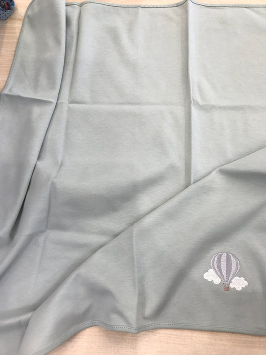 Mussola Baby Gi in cotone verde menta con mongolfiera