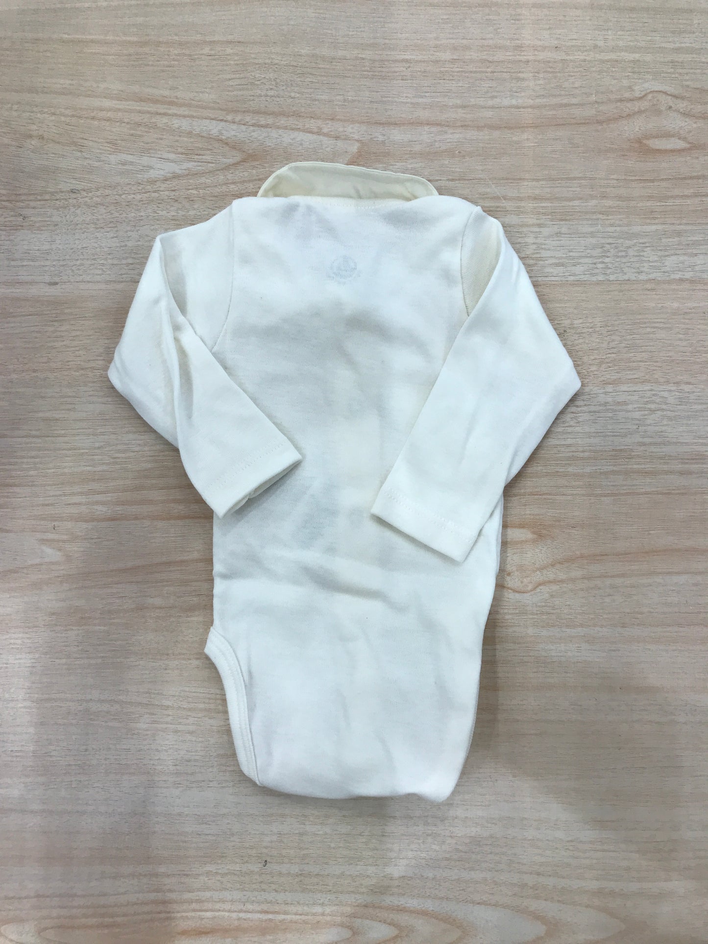 Body Petit Bateau in cotone manica lunga panna con barche ricamate sul colletto
