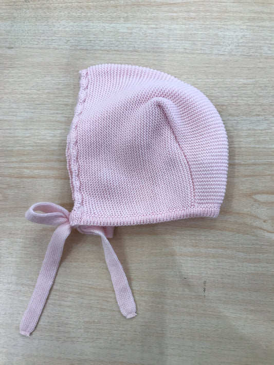 Cuffia Baby Lord in lana con rose rosa ricamate