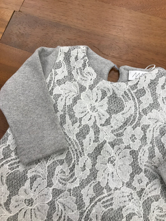 Abitino Magil in caldo cotone grigio con pizzo sul davanti manica lunga