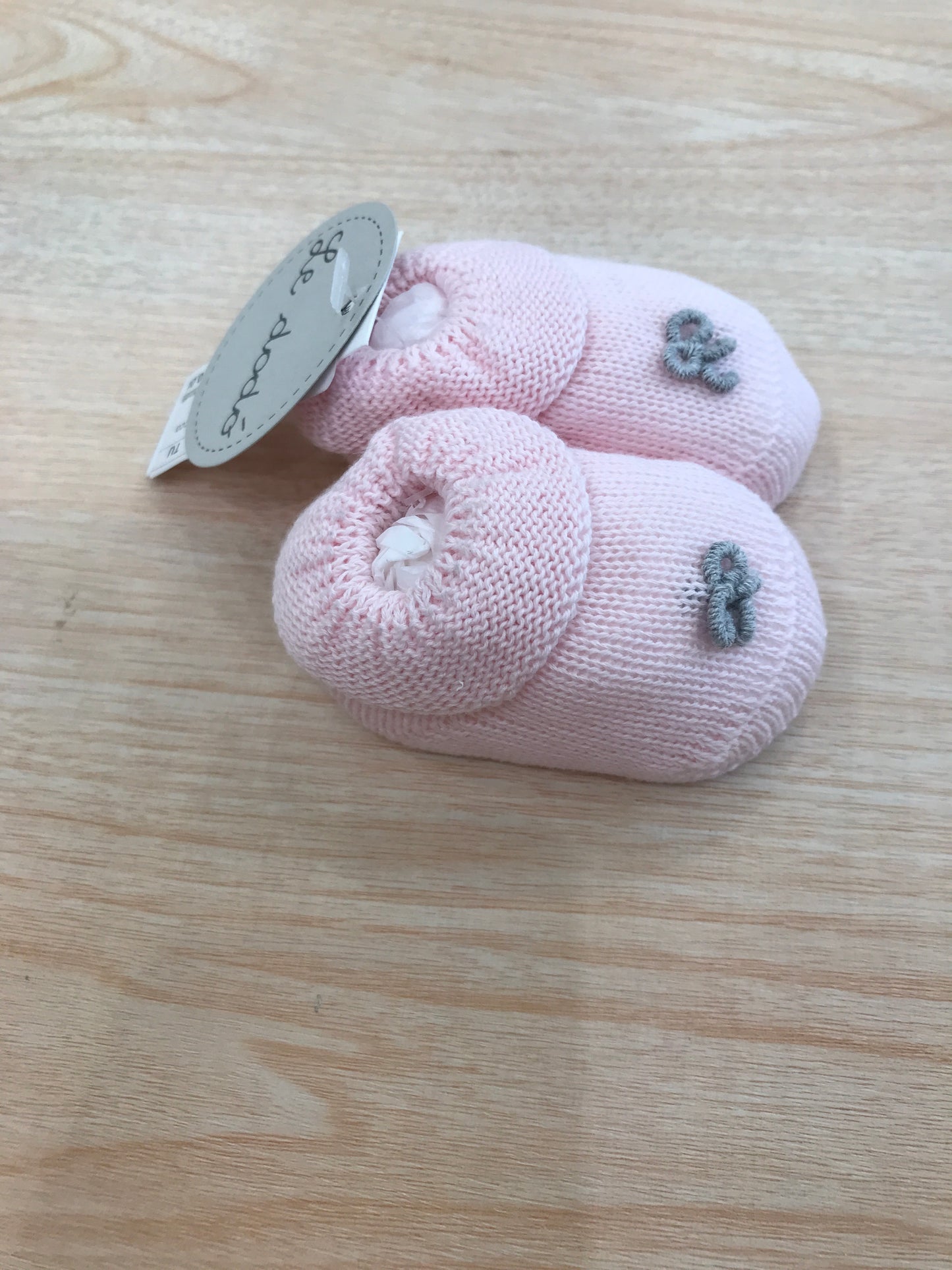 Babbucce Le Dodò in filo rosa con fiocchetto grigio in rilievo