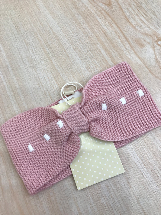 Fascia PCS in filo rosa con nodino e pois bianchi sul davanti