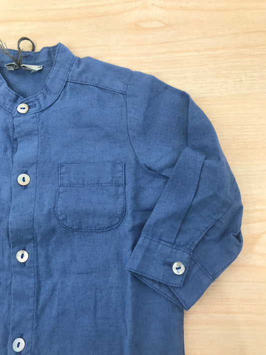 Camicia Jo Milano in lino manica lunga con taschino sul davanti con bottoncini sul davanti