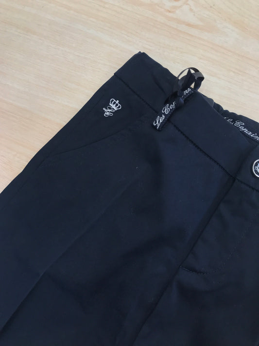 Pantalone Les Copains blu scuro con logo ricamato bianco tasche sul davanti e sul retro