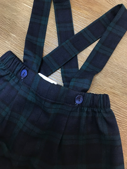 Pantalone Colibrì in panno con bretelle scozzese a sbuffo