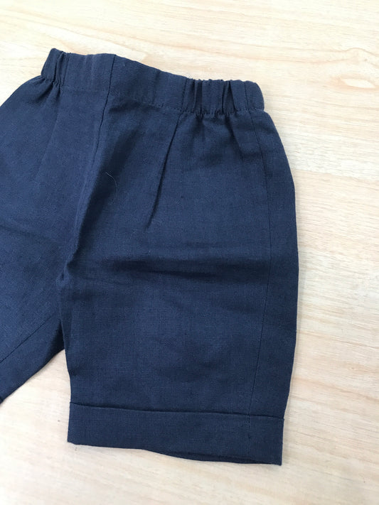 Pantalone Colibrì in lino blu scuro con elastico in vita