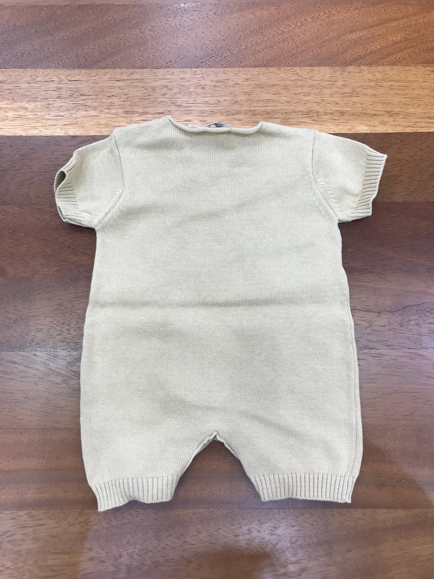 Pagliaccetto Nanan in filo beige mezza manica con scritta ricamata "Hello Daddy"