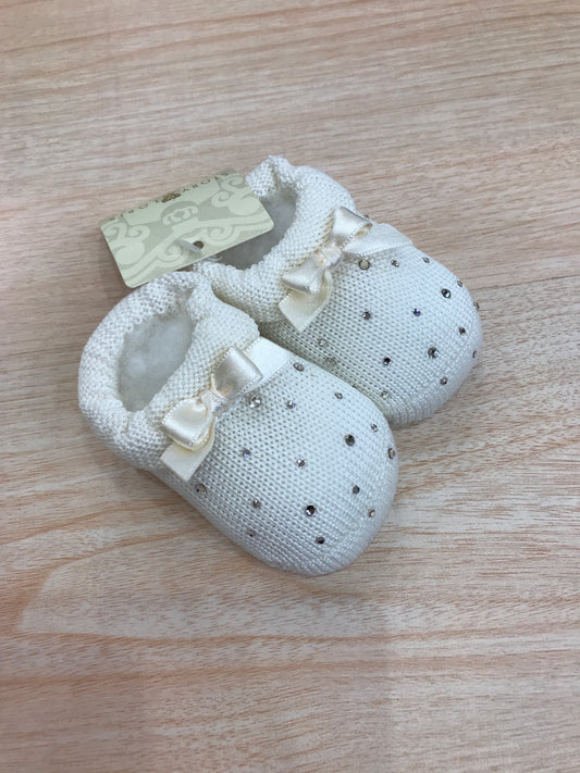 Babbucce Story Loris in filo panna con fiocchetto e brillantini sul davanti