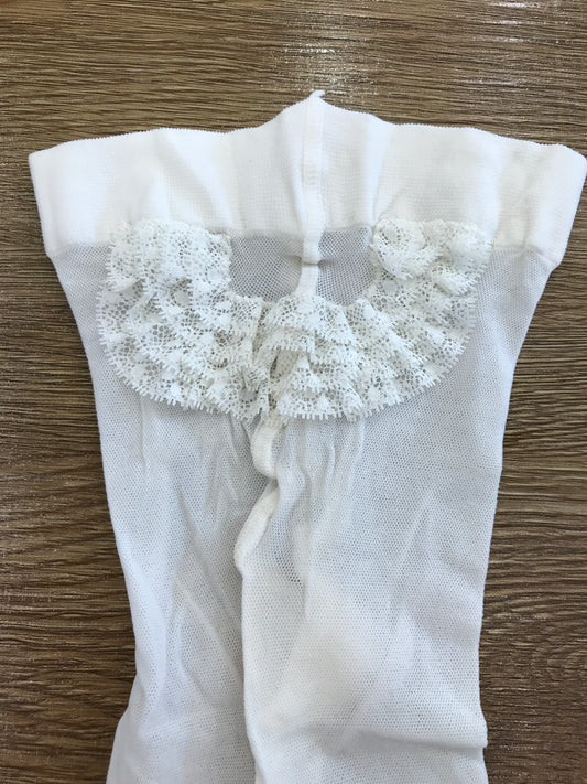 Calze Story Loris panna in microrete con pizzo applicato sul retro