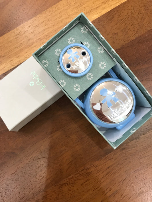 Porta Ciuccio Le Bebè celeste con catenina