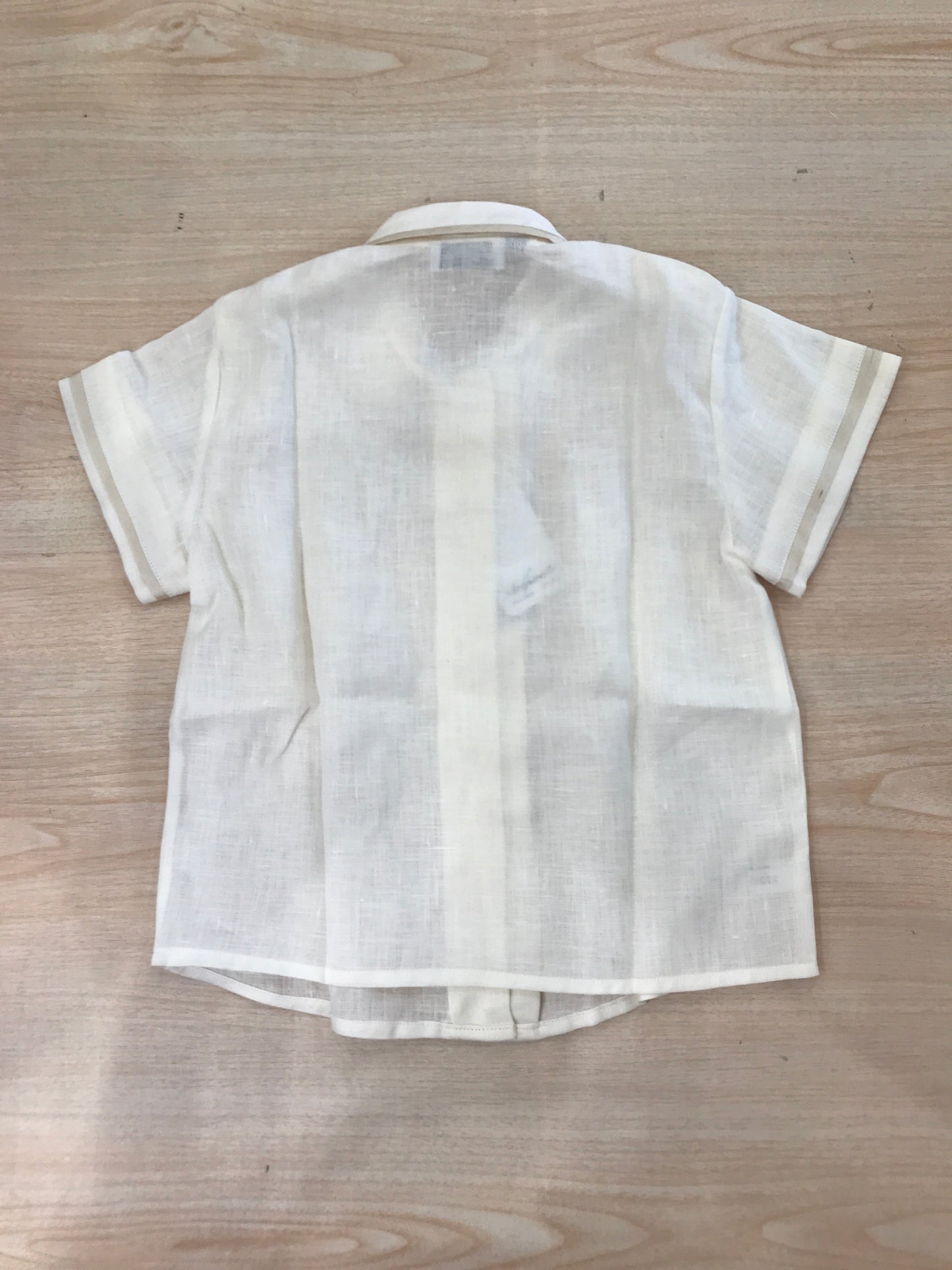 Completo Duepunti camicia mezza manica con rifiniture beige con salopette con bretelle