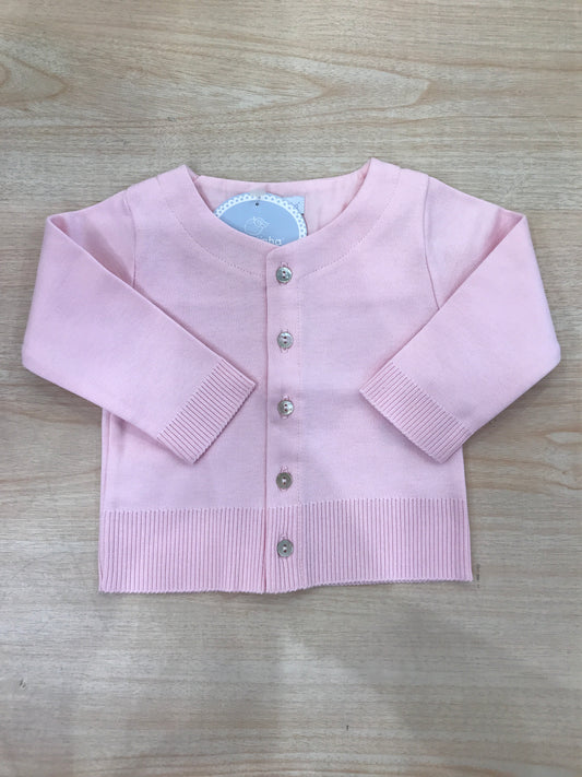 Cardigan Laranjinha in cotone manica lunga rosa con piccoli bottoncini