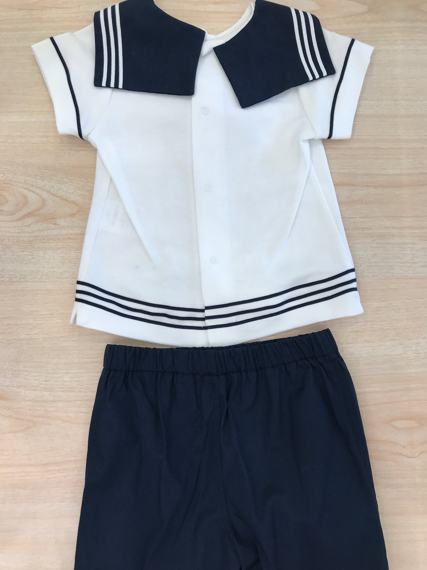 Completo Cielo Blu in cotone due pezzi t-shirt mezza manica marinaretto con bermuda corto