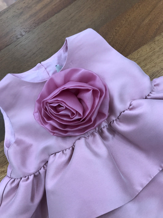 Completo a'lapage in seta e raso blusa con fiore centrale con culotte in seta