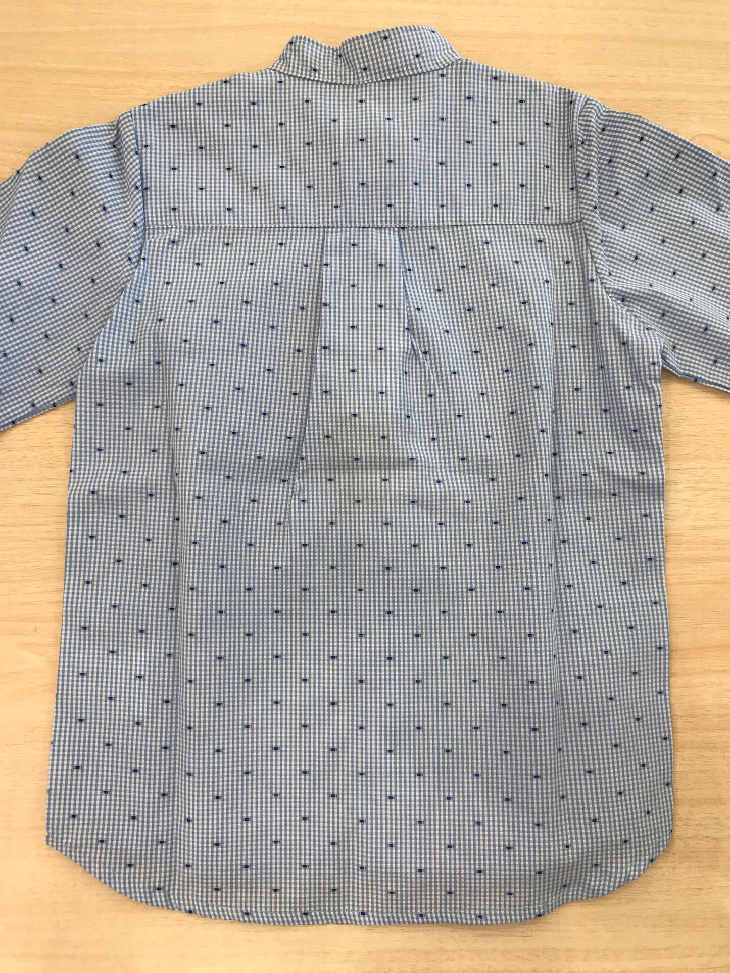 Camicia Jo Milano manica lunga celeste con piccoli pois blu scuro