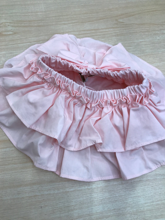 Culotte Fofettes in cotone rosa con rusche e con fiocco sul retro