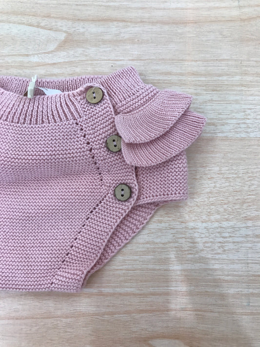 Culotte PCS in filo rosa antico con rusche laterali e sul retro con bottoncini marroni sul davanti