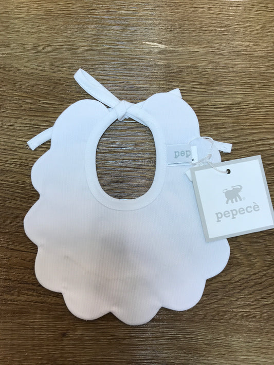 Bavetta Pepecè in piquet smerlata con pois e piccolo fiocchetto in beige