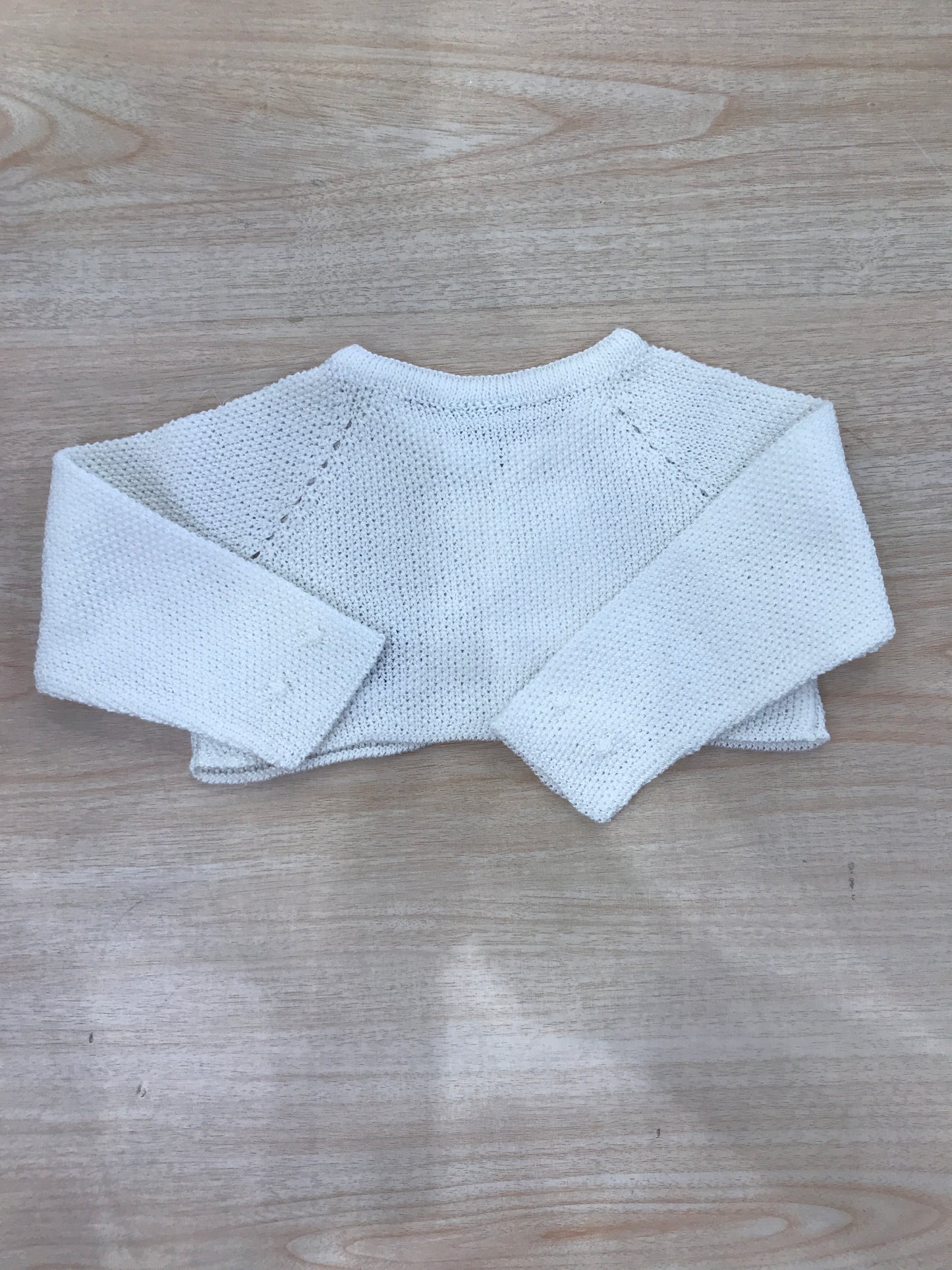 Cardigan Paz Rodriguez in filo panna traforato con pois tono su tono in rilievo