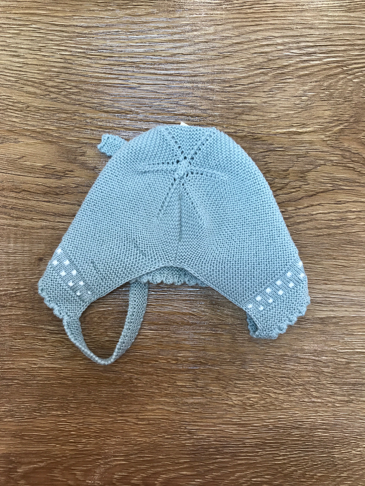 Cuffia PCS verde con lacci e pois bianchi