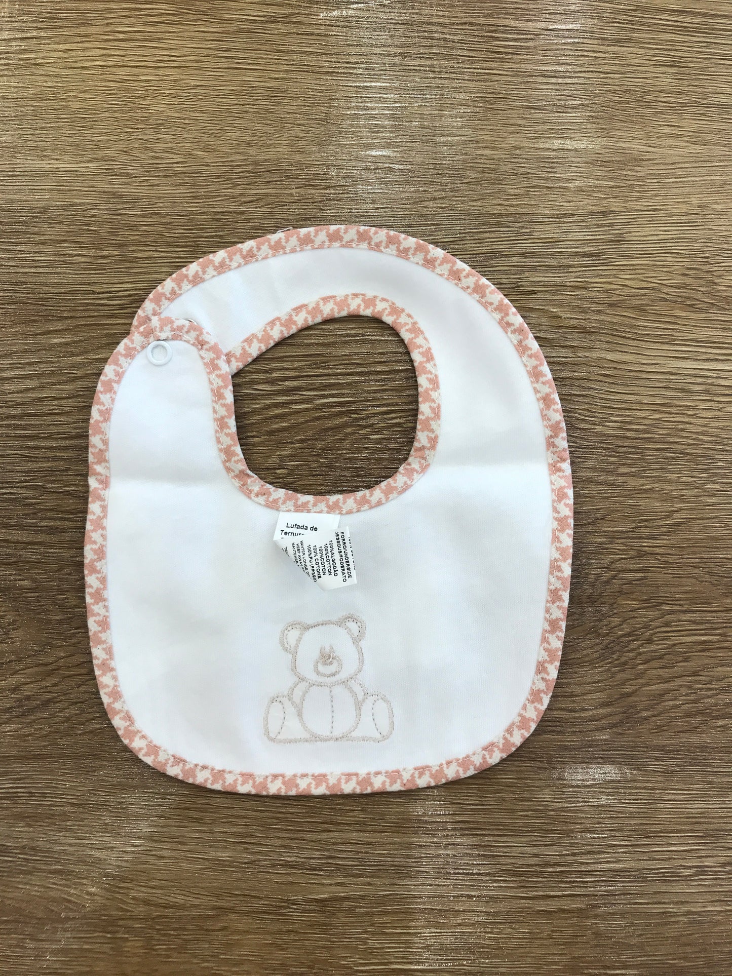 Bavetta Baby Gi in cotone panna con orsetto sul davanti
