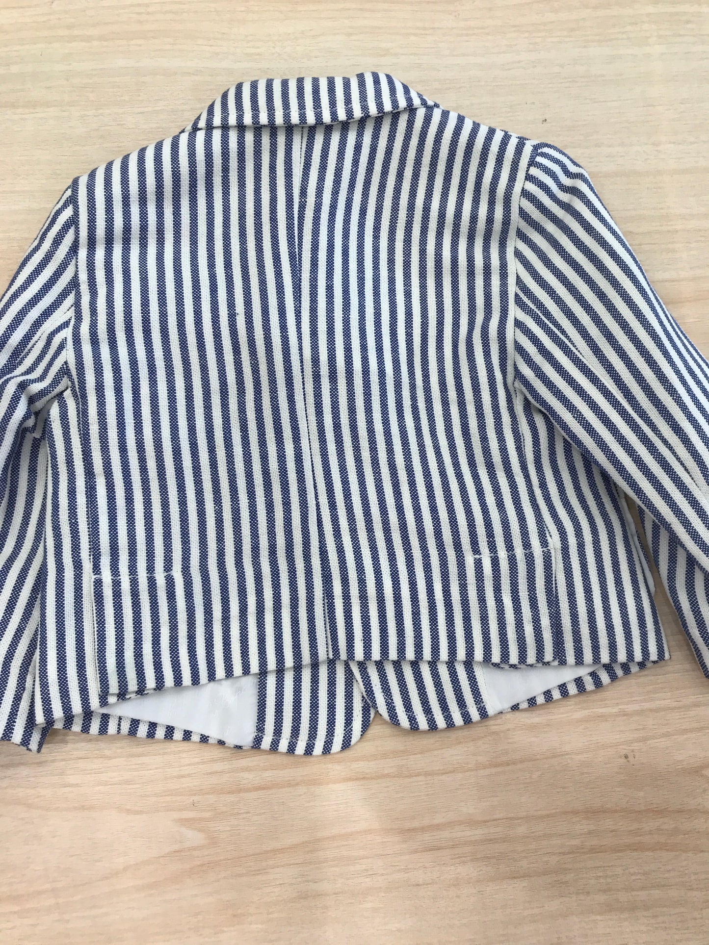 Giacca Les Copains in cotone manica lunga a righe bianche e blu con bottoncini e tasche