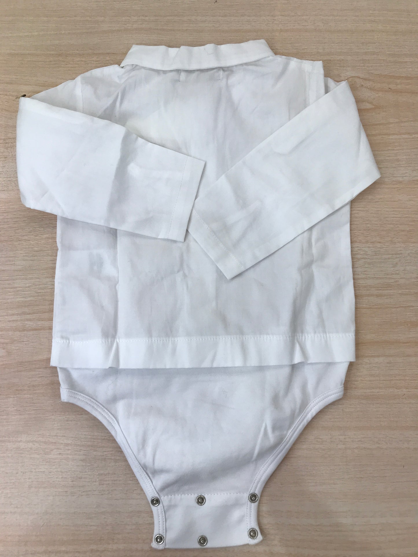 Body Laranjinha in cotone manica lunga effetto camicia con colletto a punta