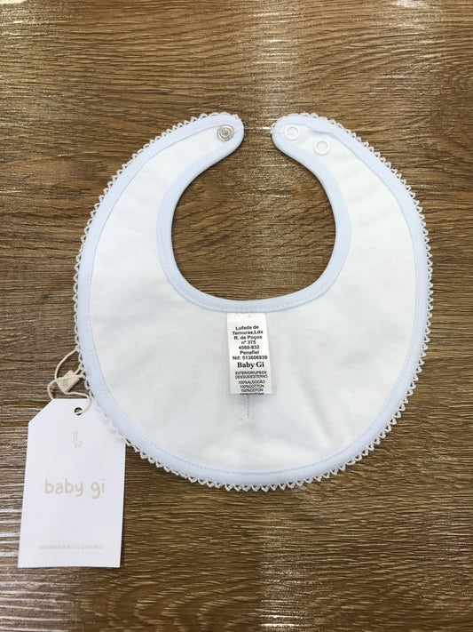 Bavetta Baby Gi in cotone rotonda smerlata con ali bianche