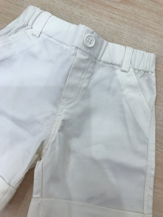 Pantalone Cielo Blu in cotone bianco con elastico in vita tasche laterali