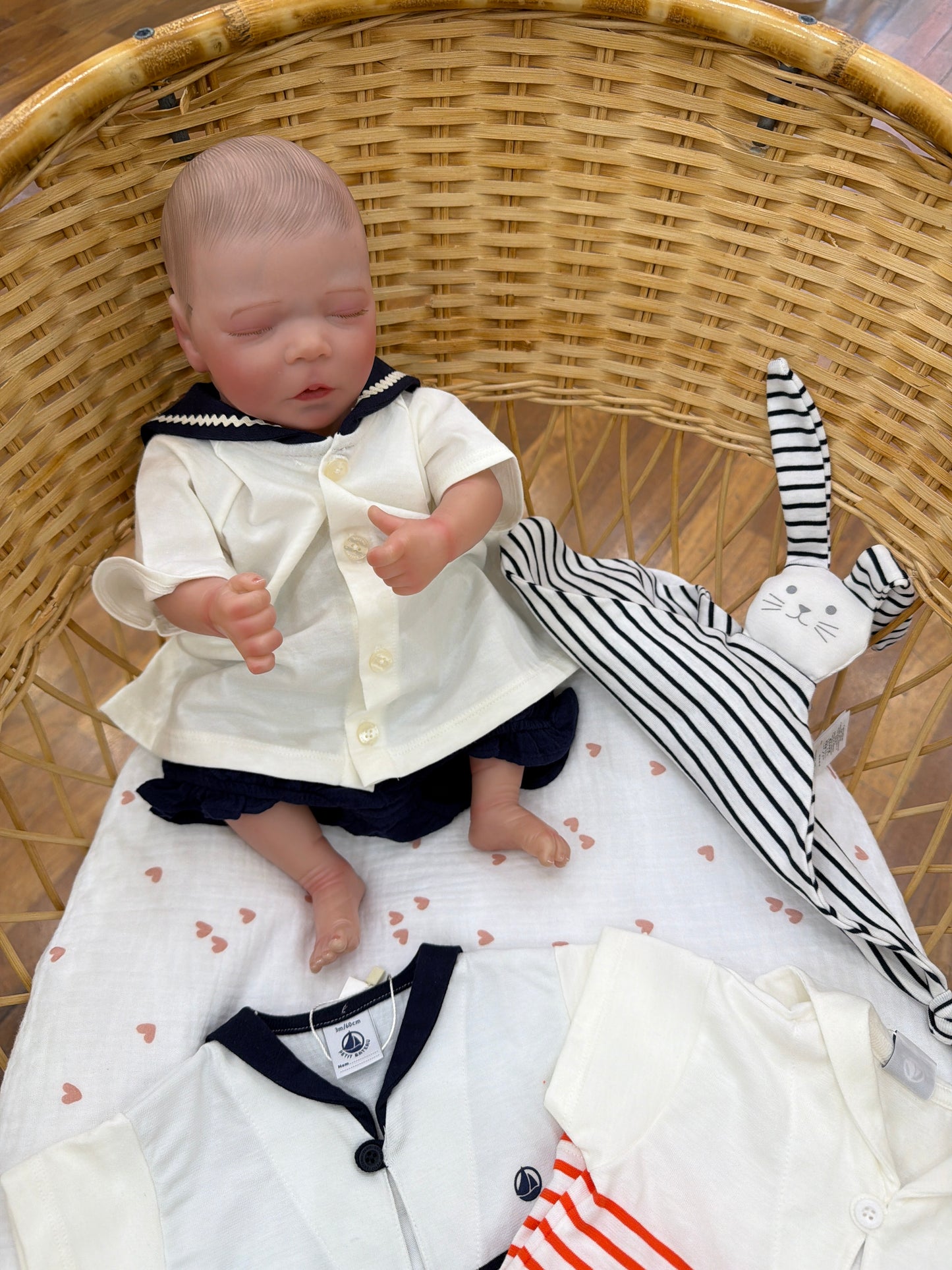 Coordinato nascita fratellino e sorellina Petit Bateau in cotone tema marinaretto