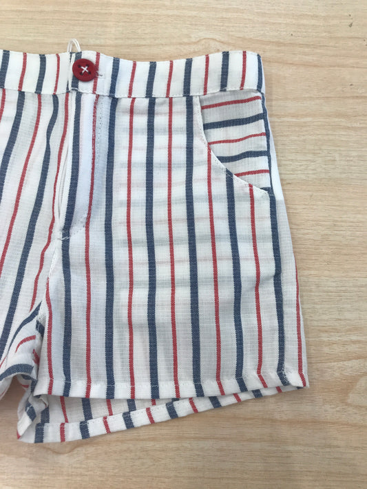 Pantalone Coccodè in cotone bianco a righe rosse e blu
