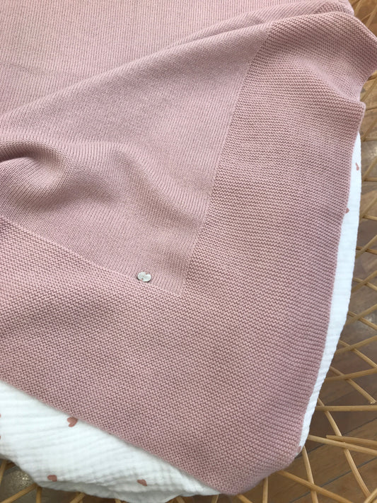 Coperta Paz Rodriguez rosa antico in lana basica con bordo rifinito