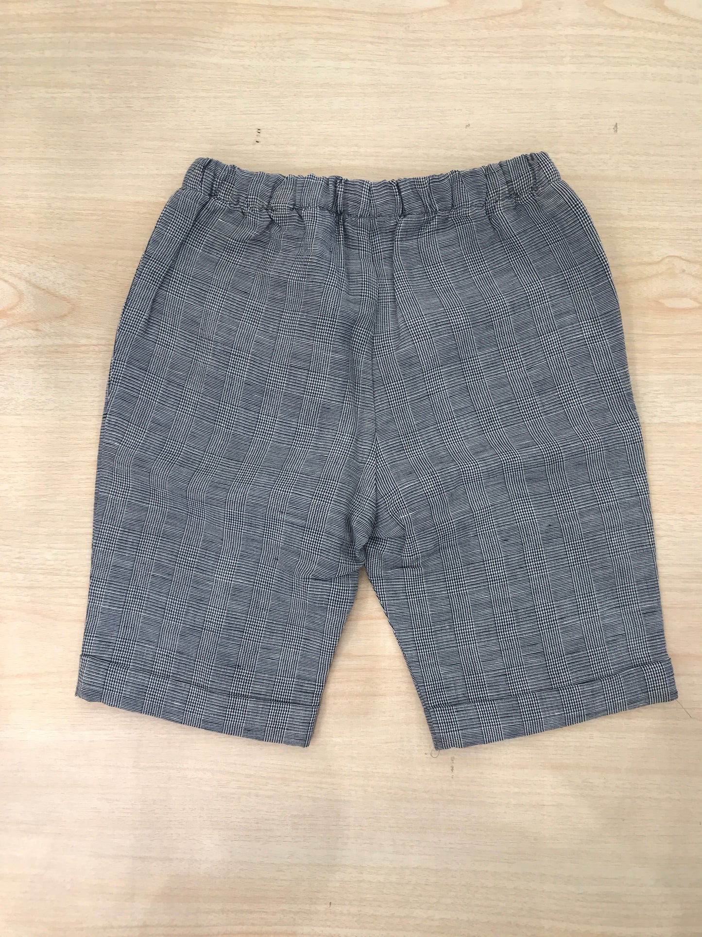 Pantalone Colibrì in cotone blu scuro a quadroni con rifiniture bianche