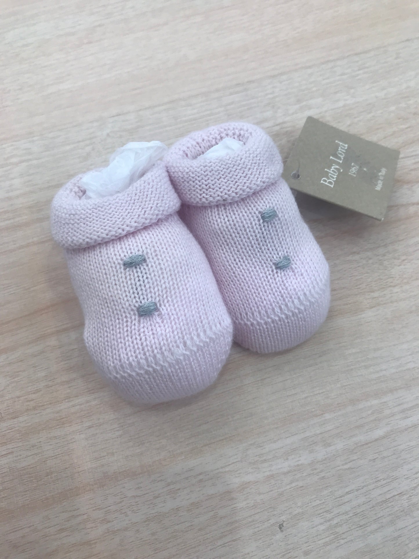 Babbucce Baby Lord infilo rosa con nodini grigi sul davanti