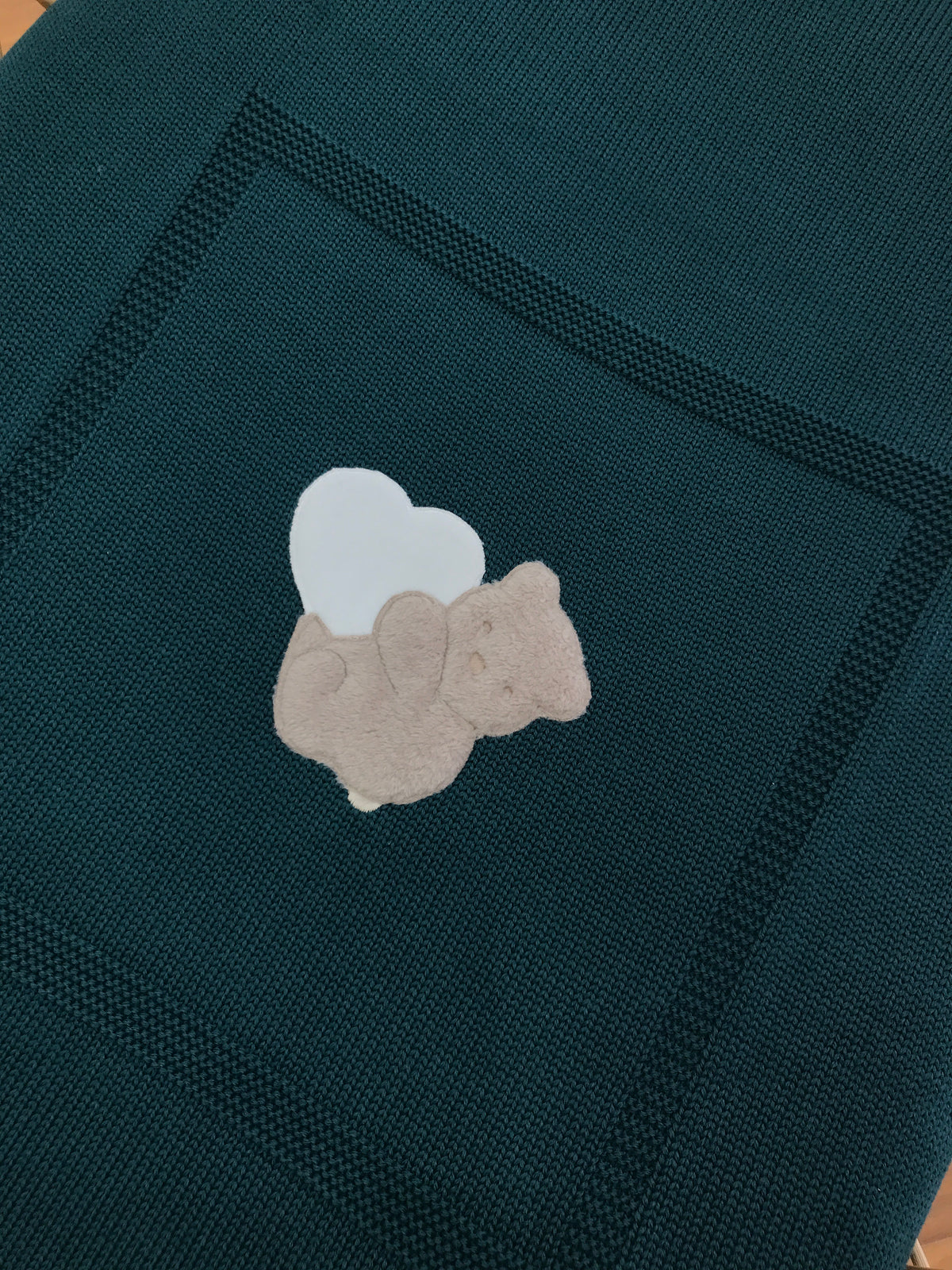 Coperta Baby Lord in lana verde curo con orsetto peloso centrale
