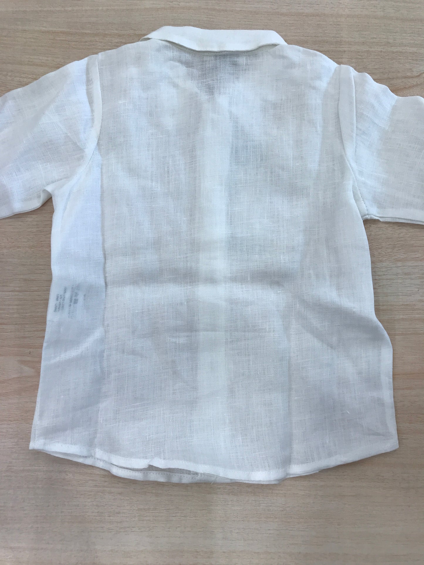 Camicia Jo Milano in lino bianco manica lunga con bottoni madreperla
