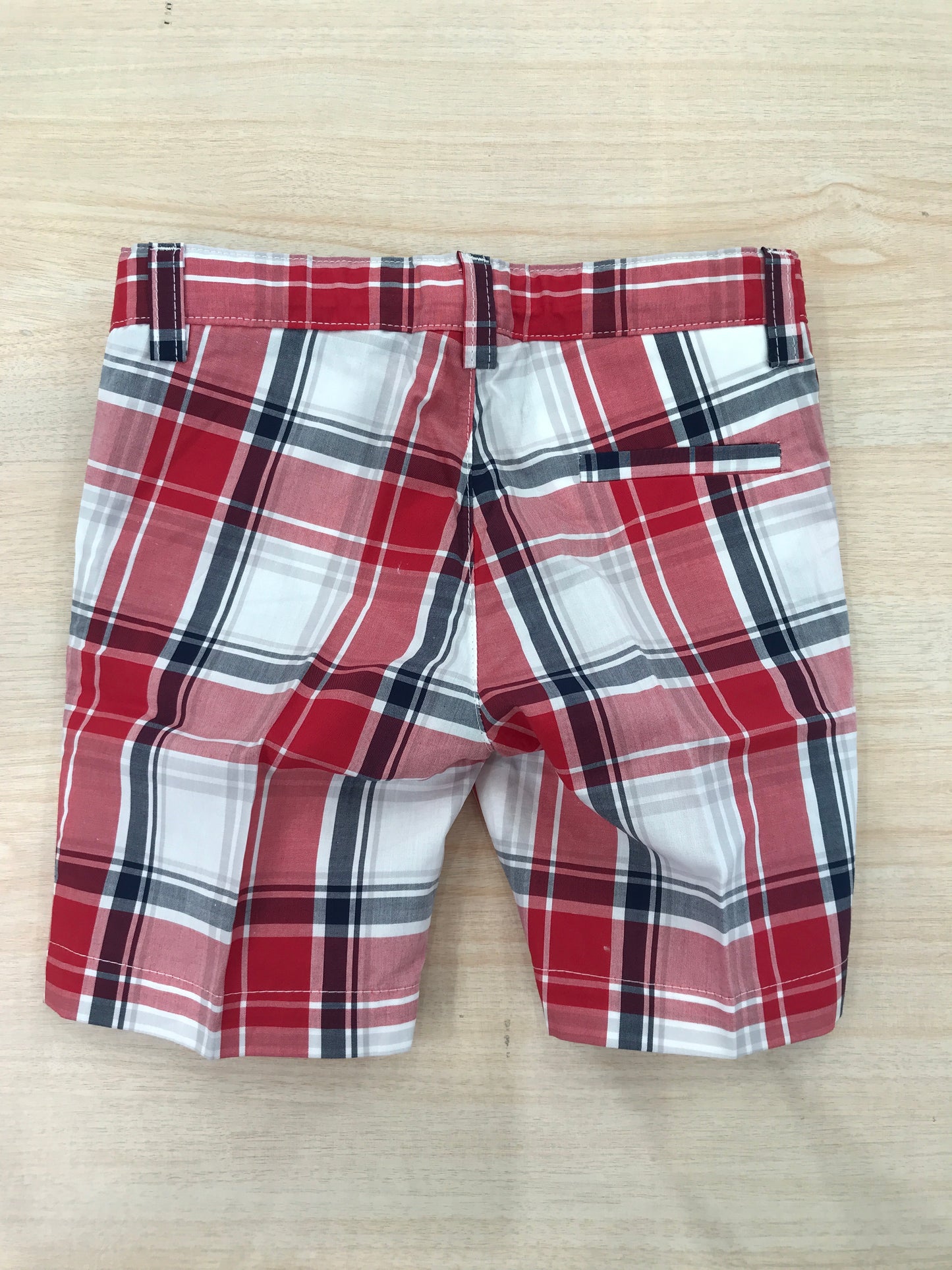 Pantalone Nanan in cotone a quadroni bianchi rossi e blu
