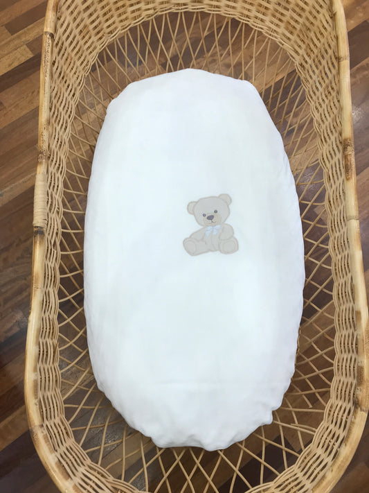 Coperta Baby Gi in ciniglia panna con orsetto ricamato sul davanti