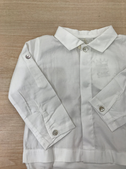 Body Laranjinha in cotone manica lunga effetto camicia con colletto a punta