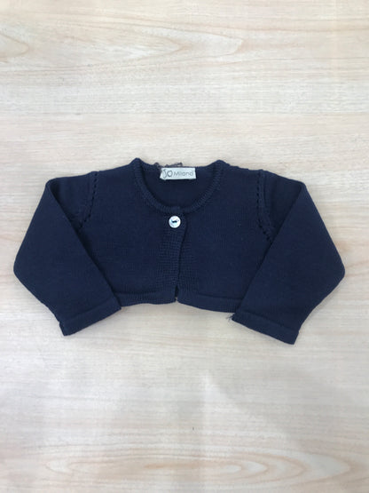 Cardigan Jo Milano in filo blu scuro con un bottoncino sul davanti